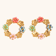 Niche Flower Ring Stud Earrings Stainless Steel – Gift Ideas — 5
