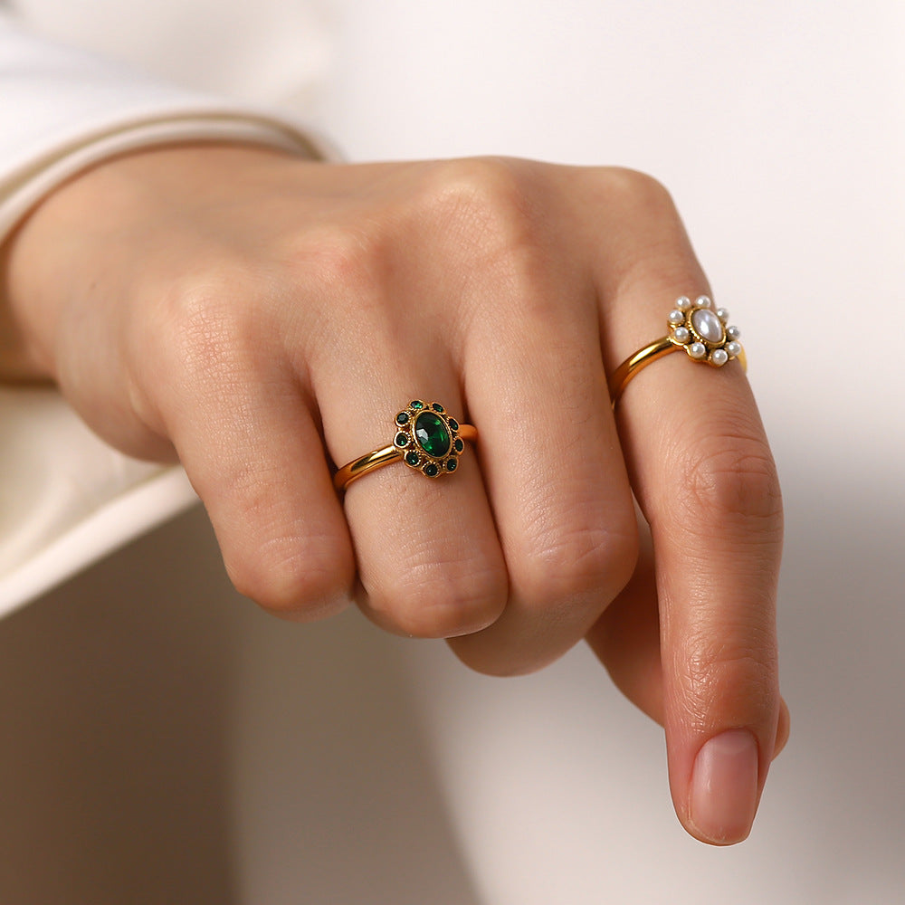SUNFLOWER Green Zirconiumwhite Diamond Inlaid – Gifts for Her — 1