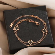 Women's Double Layer Simple Titanium Steel Feet Chain – Gifts for Her — 3