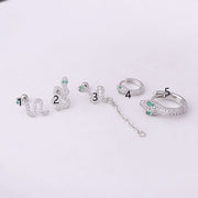 Fine Rod Stainless Steel Green Eyes Zircon Snake Ear – Stylish Gifts — 3