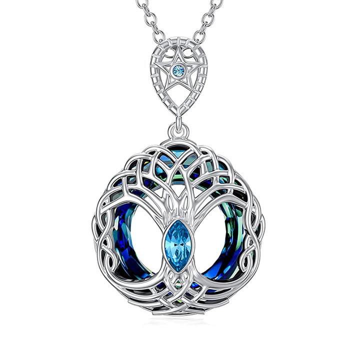 Celtic Tree Of Life Pendant Necklace Blue Circle – Jewelry Gift Ideas — 1