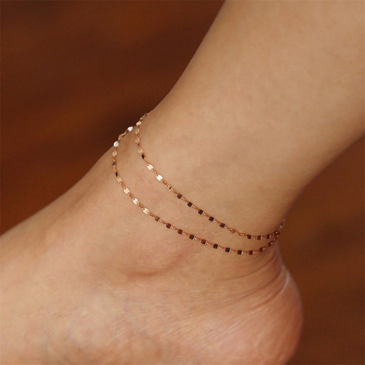 Simple Gold Plated Stainless Steel Anklets Lip Chain – Birthday Gifts — 1
