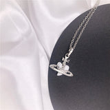 Classic Full Diamond Simple Shiny Saturn Pendant – Jewelry Gift Ideas — 4