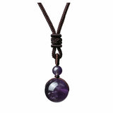 Natural Obsidian Pendant Amethyst Necklace – Jewelry Gift Ideas — 6