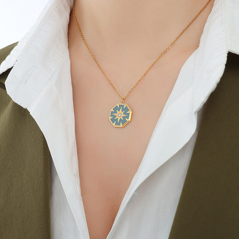 Eight Star Diamond Compass Pendant Necklace – Jewelry Gift Ideas — 1