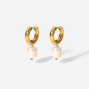 Stainless Steel Earrings Natural Freshwater Pearl – Stylish Gifts — 7