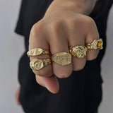 Personality Diamond-studded Ring Wrinkled Metal Men – Gifts for Him — 2