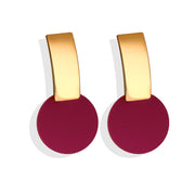 Red Lovely Geometric Pendant Gold Earrings – Jewelry Gift Ideas — 6