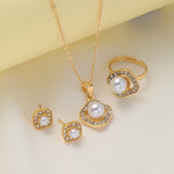 Fashion Rhinestone Pearl Square Necklace Suit – Stylish Gifts — 6