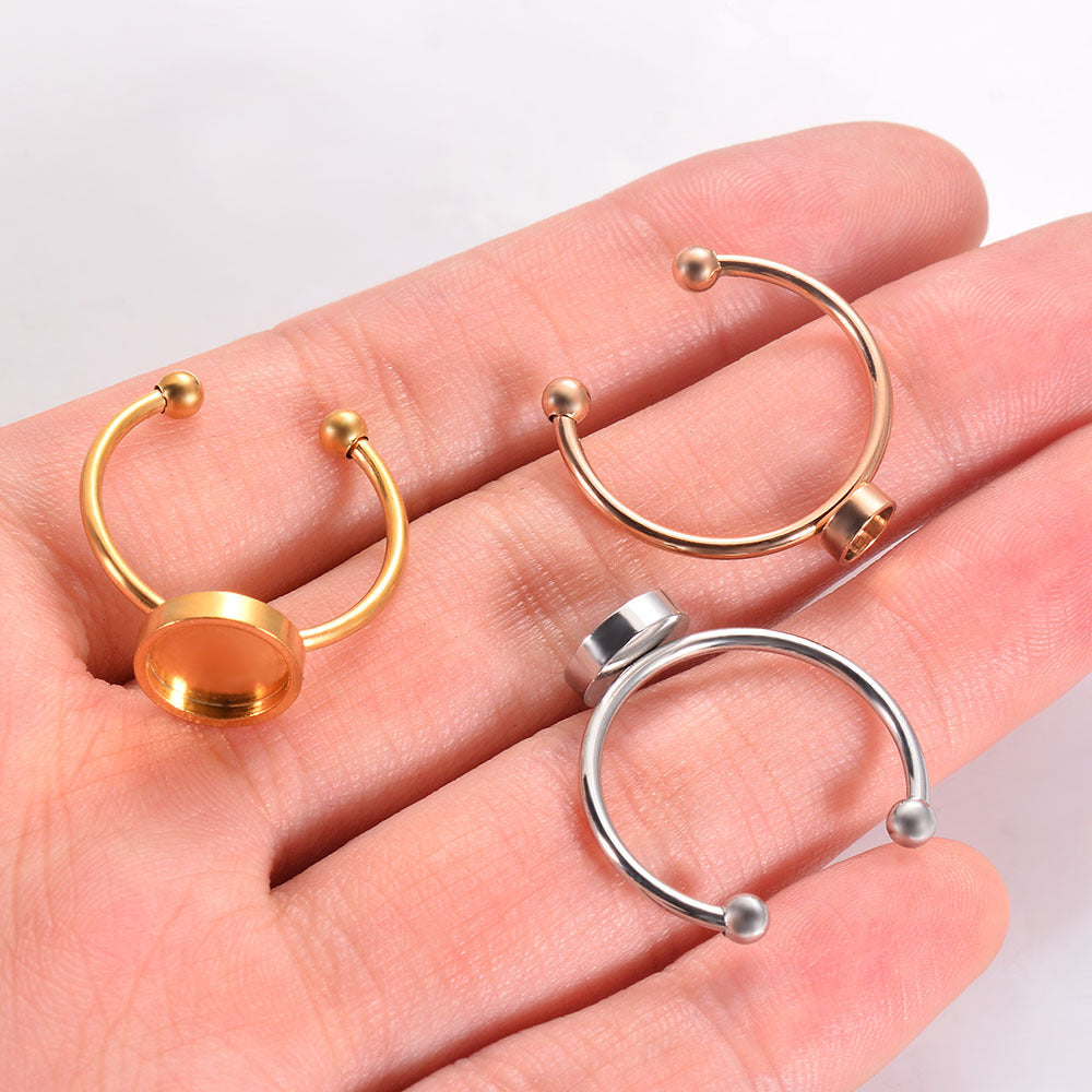 Stainless Steel Ring Setting Gold Steel Rose Gold – Creative Gifts — 1