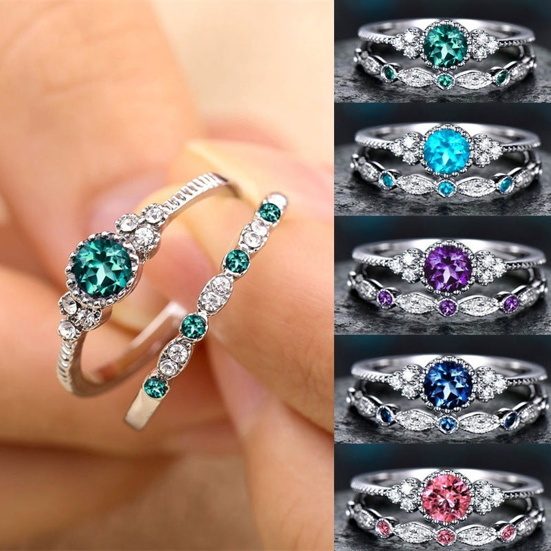 2pcs Colored Diamond Rings Rhinestones Ring – Surprise Gifts — 1
