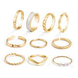 Pearl Geometric Drip Rings Set Of 10 Fashionable – Everyday Gifts — 3