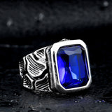 Vintage Stainless Steel Ring With Gemstones, Men's – Stylish Gifts — 5