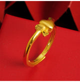 Alluvial Gold Love Heart-shaped Ring Copper Alloy – Gifts for Couples — 10