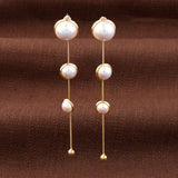 Temperament And Fashionable Tassel Long Pearl Earrings – Gifts for Her — 4