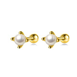 S925 Silver Earrings Female Four-claw Shell Beads – Gifts for Her — 5