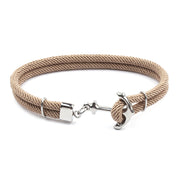 Navy Hand Braided Stainless Steel Anchor Bracelet – Jewelry Gift Ideas — 7