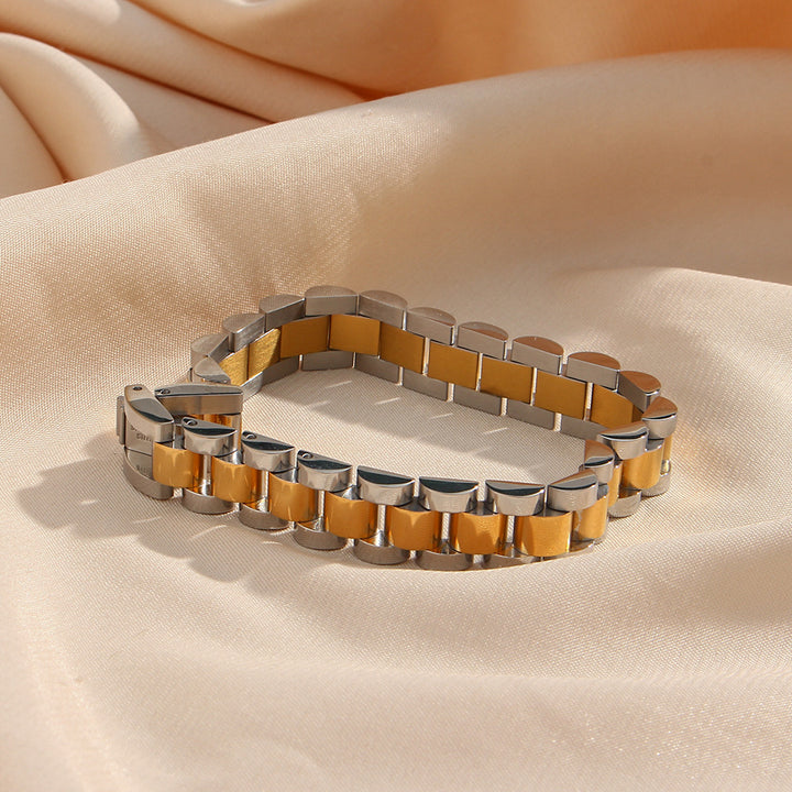 Fashion Stainless Steel Two-tone Strap Bracelet Light – Stylish Gifts — 1