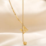 Simple M Shaped Small Square Pendant Necklace – Jewelry Gift Ideas — 3