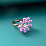 Cute Zircon Purple Flower Ring – Birthday Gifts — 3
