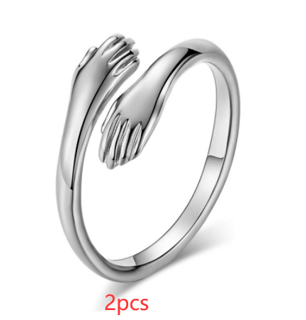 Alloy Simple Hands Hug Ring Opening Adjustable – Jewelry Gift Ideas — 2