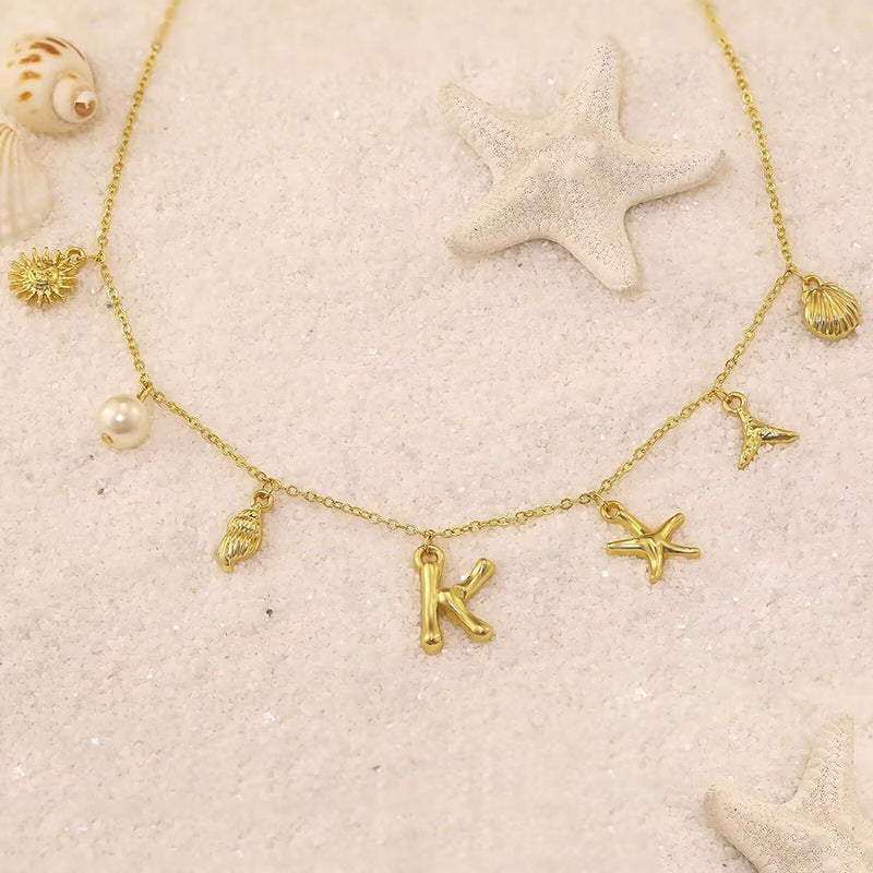 26 Bamboo Letter Necklace Starfish Shell Conch – Jewelry Gift Ideas — 1