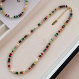 Colorful Glass Dopamine Beaded Necklace Natural – Jewelry Gift Ideas — 3