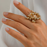 High Profile Retro Colorful Gemstone Pearl Tassel Ring – Gifts for Her — 8
