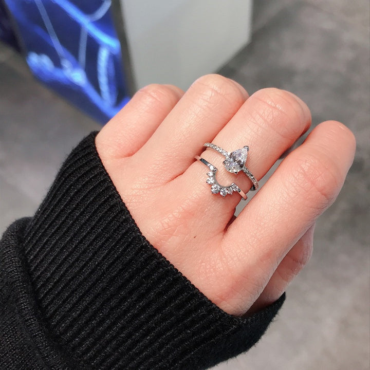 A crystal Light Stacking Ring Water Drop Crown Shape – Stylish Gifts — 1