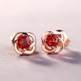 S925 Sterling Silver Earrings Female Natural Garnet – Gifts for Her — 2