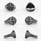Geometric Vintage Titanium Men's Compass Ring – Gifts for Him — 5