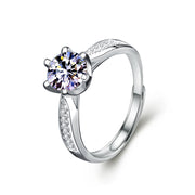Women's Sterling Silver Six Prong Faux Moissanite Ring – Gifts for Her — 2