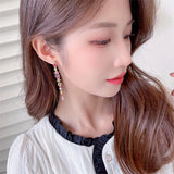 Geometric Color Zircon Double Tassel Earrings – Gift Ideas — 7