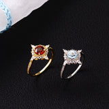 Women's Red Pomegranate Sky Blue Ring – Gifts for Her — 3