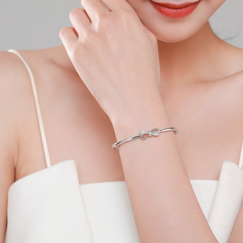 S925 Sterling Silver Bow Bracelet Female – Jewelry Gift Ideas — 1