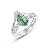 Female S925 Silver Inlaid Green Moss Stone Ring – Gifts for Her — 11