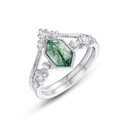 Female S925 Silver Inlaid Green Moss Stone Ring – Gifts for Her — 11