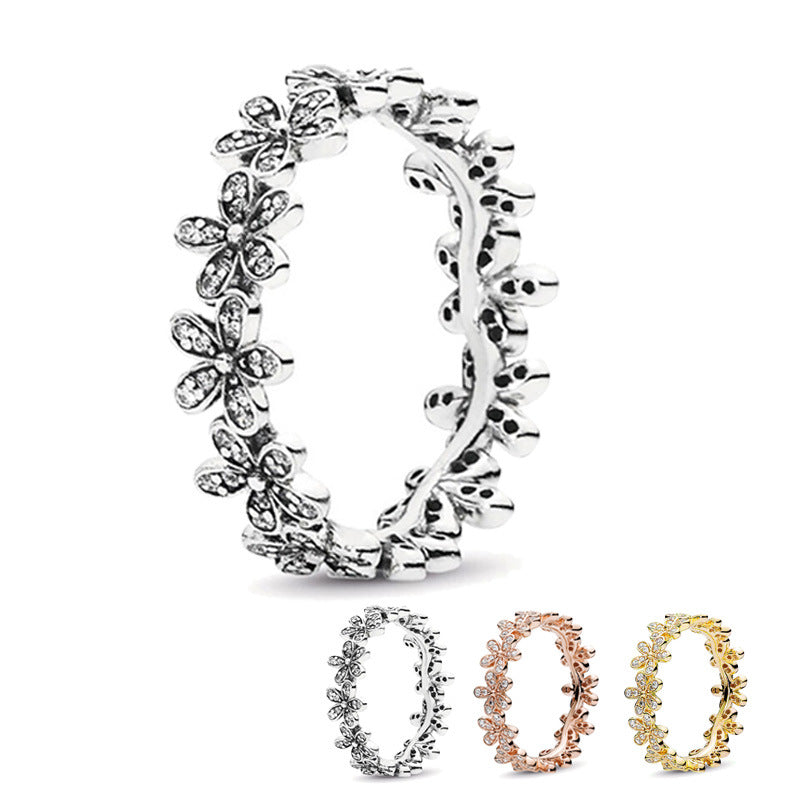 Rose Gold Daisy Group Ring Small Daisy Flower Simple – Stylish Gifts — 1