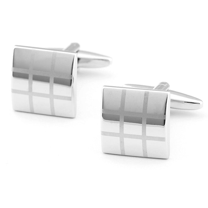 French Checkered Laser Check Cufflinks For Men – Gifts for Him — 1