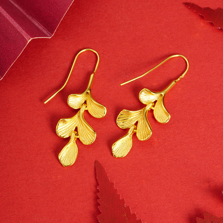 Women's Copper Apricot Leaf Eardrops – Gifts for Her — 1