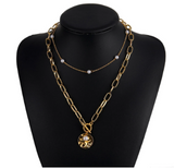 Vintage Chain Inlaid Pearl Disc Pendant Necklace – Jewelry Gift Ideas — 4