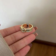 Real Gold Electroplated Zircon Opal Double Layer Ring – Stylish Gifts — 3