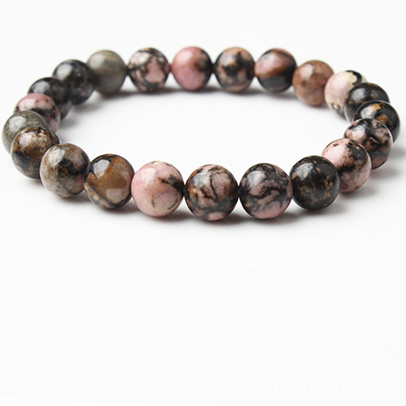Rhodonite Beaded Bracelet Black Thread – Jewelry Gift Ideas — 1