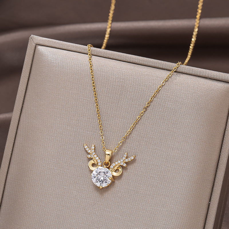 Deer Antler Luxury Diamond Necklace Women's – Jewelry Gift Ideas — 1