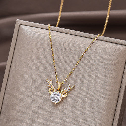 Deer Antler Luxury Diamond Necklace Women's – Jewelry Gift Ideas — 1