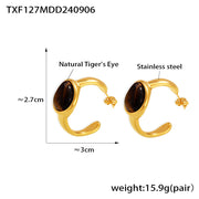 Tigereye C- Shaped Earrings Open Ring – Practical Gifts — 9