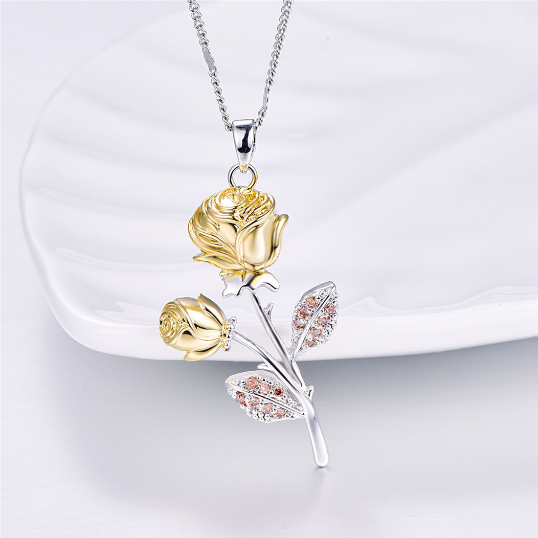 Golden Rose Flower Pendant Necklace – Jewelry Gift Ideas — 1