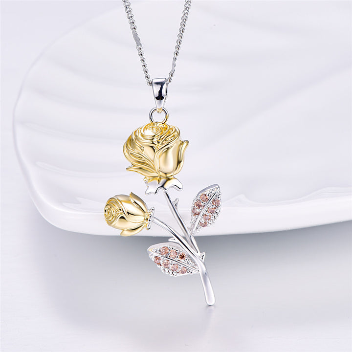 Golden Rose Flower Pendant Necklace – Jewelry Gift Ideas — 1