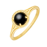 Round Carved Garnet Ring Black Agate Pendant – Jewelry Gift Ideas — 4