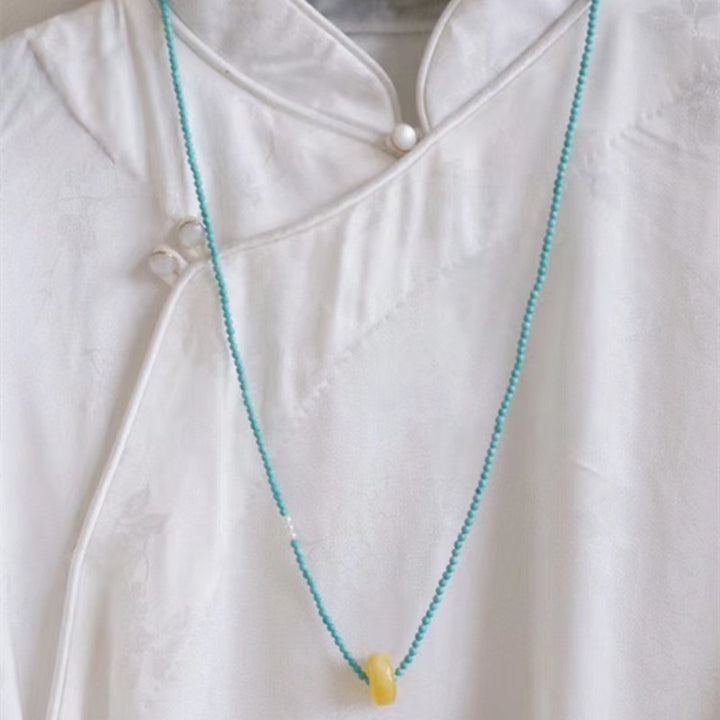 Turquoise High Porcelain Rose Beads Necklace – Jewelry Gift Ideas — 1
